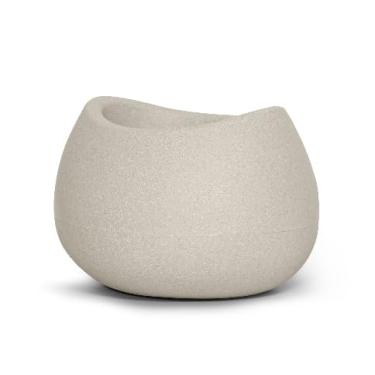 Imagem de Vaso Decorativo Texturizado Oval 12 - Areia, Cimento e Granito, Ideal para Plantas e Jardim Residencial (3 unidades,Cimento)