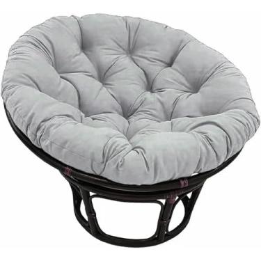 Imagem de Almofada para cadeira suspensa em formato de ovo, ideal para ambientes internos e externos. Macia, impermeável e confortável, perfeita para cadeiras de balanço tipo rede. 90x90cm