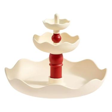 Imagem de simhoa Bandeja expositora de joias de 3 níveis, porta-colares e porta-bijuterias para, Creme