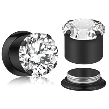 Imagem de Uqnwbdq 10G-00G Medidor de coração CZ para orelha, aço cirúrgico 316L, acabamento espelhado, alargador, alargador, alargador, alargador, brincos internamente roscados de diamante para mulheres e