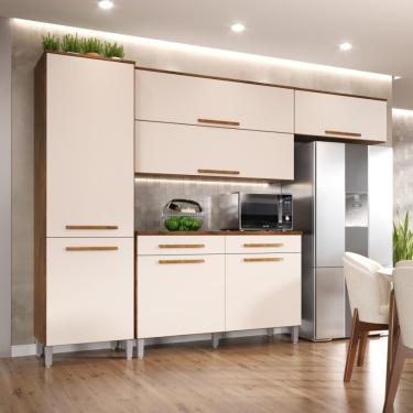 Imagem de Armário de Cozinha Jasmim 7 Portas 2 gavetas Pés Reguláveis