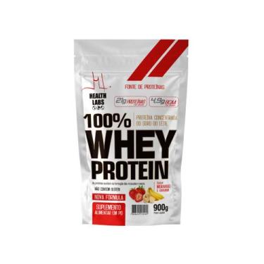 Imagem de 100% whey protein health labs refil 900g mor/banana