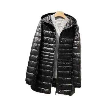 Imagem de Casaco Feminino Longo E Quente De Plumas, Jaqueta Leve Com Bolsa De Ar