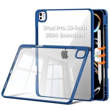 Imagem de MATEKXY Capa para iPad Pro de 13 polegadas com suporte para lápis, [não amarela] [traseira fina e rígida] [capa ultrafina] [suporta Apple Pencil 2ª] capa para iPad Pro 13 (2024, 7ª geração) - azul
