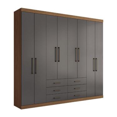Imagem de Guarda Roupa 8 Portas E 6 Gavetas Havana Master Santos Andirá Jatoba/grafitte