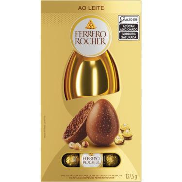 Imagem de Ovo de Páscoa Ferrero Rocher Ao Leite com Avelã 137,5g com 3 Bombons