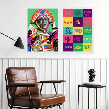 Imagem de Kit 2 Quadros Decorativos Festa Junina Arraiá 45X34Cm Vidro