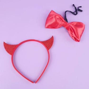 Imagem de Tiara Diabinho Glitter e Gravata - FestaChic, Vermelho
