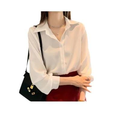Imagem de Blusa Feminina de Chiffon Manga Comprida - Casual, Escritório, Primave