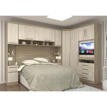 Imagem de Guarda Roupa Casal de Canto Master 10 Portas 2 Gavetas MDP Avelã Rústico-Ártico Rústico Luciane Móveis