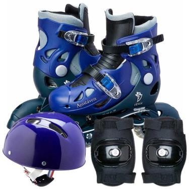 Imagem de Patins Inline Ajustável com Acessórios Fenix Azul 30-33