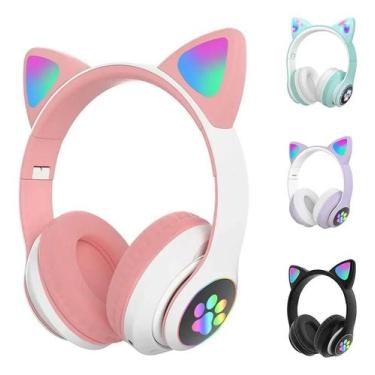 Imagem de Fone Gamer Over-ear SheEPX Cat SPX-28 Rosa com LED Bluetooth - Congrat