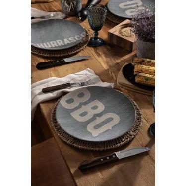 Imagem de Kit Prato Raso Tramontina Churrasco Stone Em Porcelana 28 Cm 06 Peças