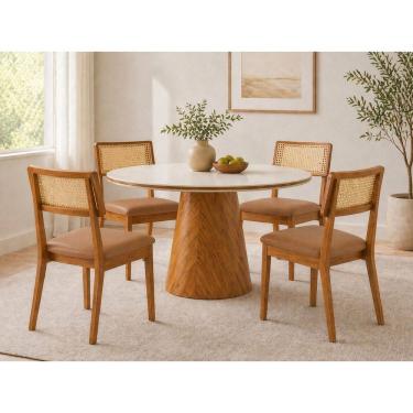 Imagem de Sala de jantar redonda 4 cadeiras maciça Toscana- Imperial
