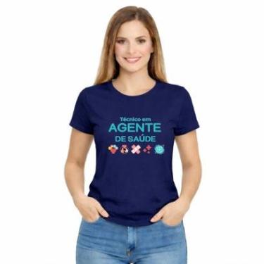 Imagem de Camiseta Feminina Agente de Saúde Slim Básica Manga Curta Moda Casual-Feminino