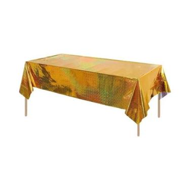 Imagem de Toalha De Mesa De Alumínio Brilhante Impermeável 137x274cm Para Decora