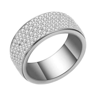 Imagem de Anel De Cristal Com 8 Fileiras Para Mulheres, Joias De Casamento Em Aç