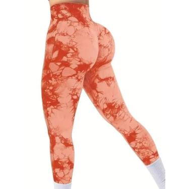 Imagem de Leggings De Yoga Femininas De Cintura Alta Com Tie Dye, Controle De Ab