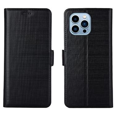 Imagem de LAHappyL Capa carteira para iPhone 13 Pro Max/13 Pro/13/13 Mini, fecho magnético, capa de couro legítimo com suporte para cartão, suporte à prova de choque, capa tipo carteira, preta, 13 de 6,1 polegadas