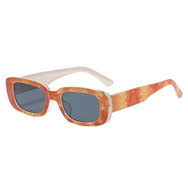Imagem de Óculos de Sol Retangular Pequenos Femininos Impressão Vintage Designer Quadrado Óculos de Sol Para Homens Máscaras Óculos Femininos UV400 Oculus, amarelo laranja, A
