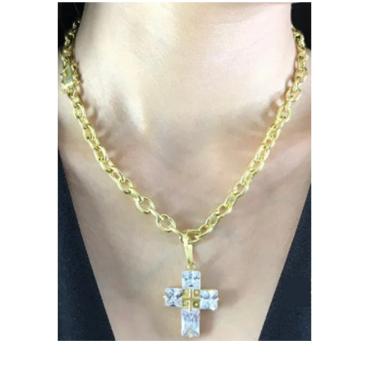 Imagem de Cordão Corrente Cadeado 7mm + pingente de moeda antiga