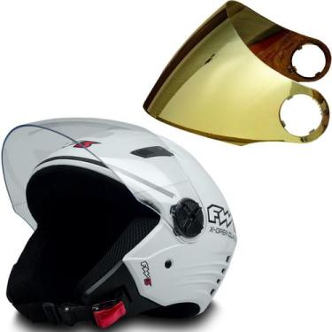 Imagem de Capacete Moto Open Classic Branco Tam 56 + Viseira Dourada - Fw3