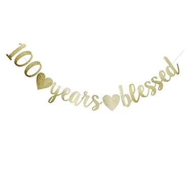 Imagem de Banner de 100 Anos, Placa de Glitter de Ouro Divertida para Aniversário de 100º Aniversário/Aniversário de Casamento Artigos de Foto