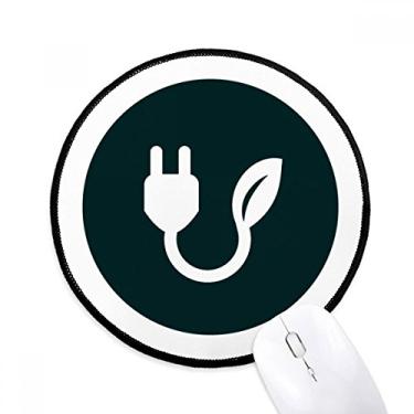Imagem de Tapete de mouse verde escuro com plugue de cabo de carregamento, tapete redondo para computador