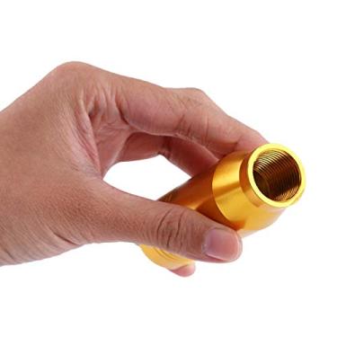 Imagem de Manopla de mudança + botão de mudança de marchas, botão manual universal de liga de alumínio com 3 adaptadores (ouro) para botão de couro dourado de 6 velocidades de engrenagem