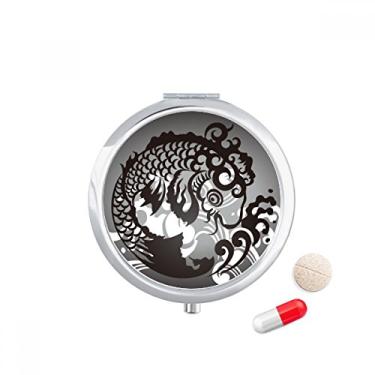 Imagem de Caixa de comprimidos com estampa de ondas de peixe, caixa de armazenamento de remédios