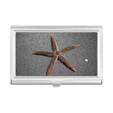 Imagem de Porta-cartões de visita com imagem de natureza de estrela do mar cinza