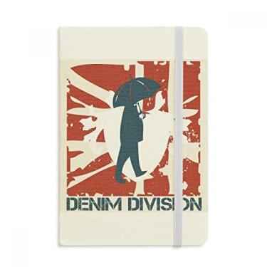 Imagem de Caderno de rua com estampa de guarda-chuva masculino azul vermelho grafite, capa dura de tecido oficial diário clássico