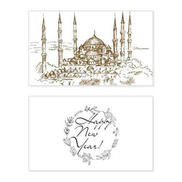 Imagem de Cartão de felicitações de ano novo da igreja, esboço, paisagem, cartão de felicitações, mensagem de abençoamento presente