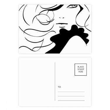 Imagem de Conjunto de cartões postais de aniversário com desenho de mulher de cabelo longo