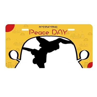 Imagem de DIYthinker Placa de licença esportiva dançarina quebrando mão placa de carro decoração Dia da Paz
