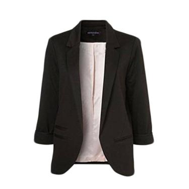Imagem de Blazer curto feminino Bestgift, básico, casual, Preto, XP