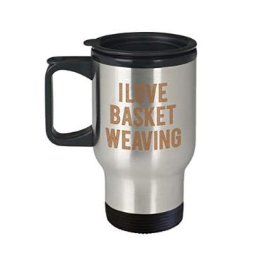 Imagem de Caneca de viagem com trama de cesta – Caneca de café tecelagem – Caneca de café com isolamento de café de cacau quente divertido – Ideia de
