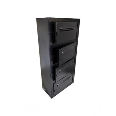 Imagem de Caixa Correio Frontal Chapa Aço Preta E Cadeado 4 Módulos