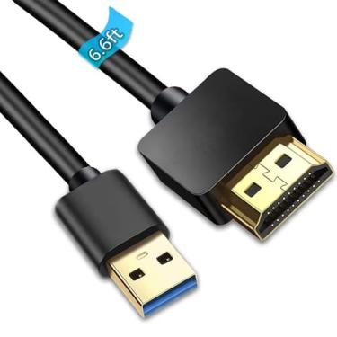 Imagem de Cabo adaptador USB para HDMI, cabo USB para HDMI macho de 2 m, cabo conversor de áudio e vídeo para monitor HD 1080p, suporta apenas sistemas Windows XP/7/8/8.1/10