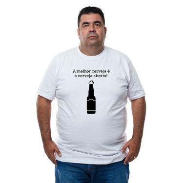 Imagem de Camiseta Masculina Plus Size Algodao Macia Basica Frase de Humor Com Abridor De Garrafa