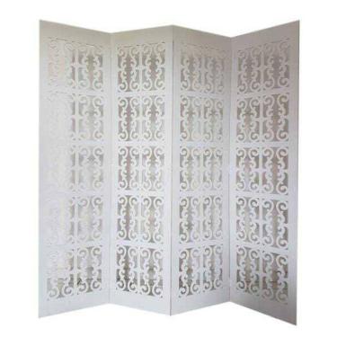 Imagem de Biombo 4 Folhas 172X180cm Mdf Modelo 2 Branco Vazado