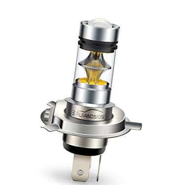 Imagem de Ruiandsion Lâmpada de farol de LED H4 para motocicleta 9003 lâmpada de LED amarela alto e baixo feixe alto/baixo com projetor de substituição para farol de motocicleta, faróis de neblina de carro, pacote com 1