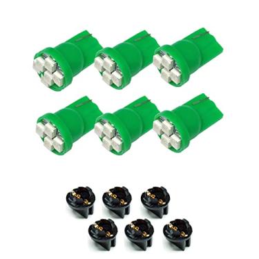 Imagem de PA LED 6x T10 168 194 instrumento de LED PA LEDnel Lâmpada de painel 1/2" soquete de trava de torção - 12V (verde)