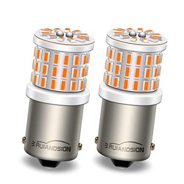 Imagem de Ruiandsion 7506 BA15S 1156 lâmpadas de LED de seta amarelas 3014 57SMD Chips DC 9-30V Filamento Único Lâmpada LED de substituição para luzes de direção reversa (pacote com 2)