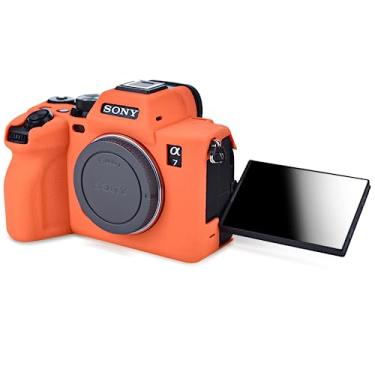 Imagem de Rieibi Capa para câmera Alpha 7 IV, capa protetora de silicone macio para câmera digital Sony a7 IV, capa leve para Sony A7IV A7I V A7M4 - Laranja