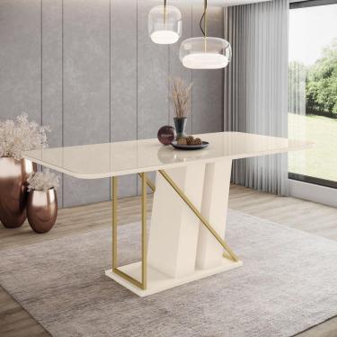 Imagem de Mesa de Jantar Andy 200 C/ Vidro Off White - Henn