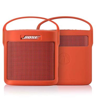 Imagem de TXEsign Capa de silicone para alto-falante Bose SoundLink Color II Bluetooth, capa de transporte de viagem, capa protetora para alto-falante vertical (vermelho coral)