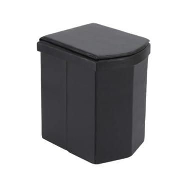 Imagem de JUSHZ Sanita de campismo portátil para adultos sanitários portáteis sacos de exterior balde para casa interior idosos cabeceira com tampa para carro portátil exterior emergência dobrável (preto, 31 x