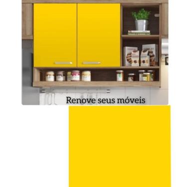 Imagem de Papel Adesivo Amarelo Liso Vintage fosco Adesivo Impermeável Revestimento de Móveis e Parede