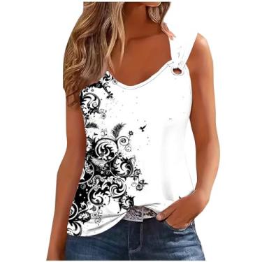 Imagem de Camisetas femininas sem mangas com estampa floral folgada para mulheres verão outono 2024 moda, D-345 multicolorido, XG
